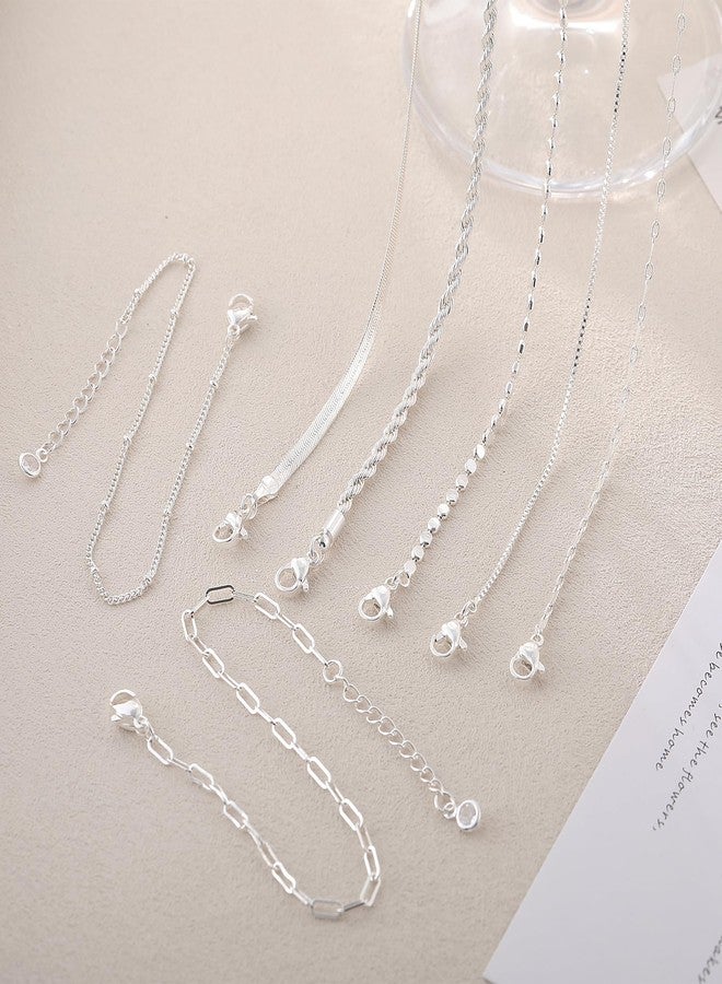 Kyerlyn Silver Bracelets for Women Trendy Waterproof Silver Dainty Bracelet Stack Adjustable Layered Bracelet Set Minimalist Fashion Jewelry - Image 5